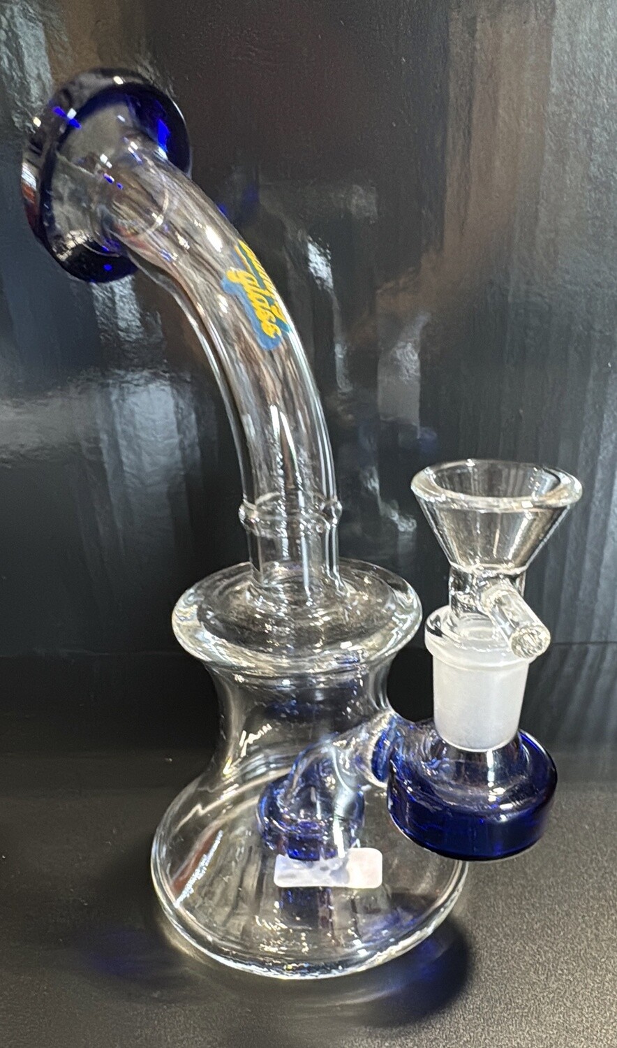 WATER BUMMY GLASS 6.5&quot; BENT NECK BLUE MNTA21BL