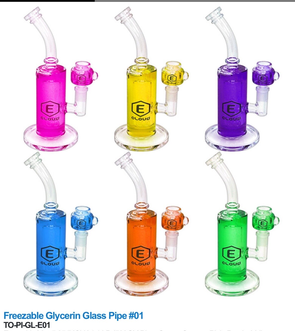 GLYCERIN FREEZING BONG/BOWL SET 9&quot; MIX COLOR