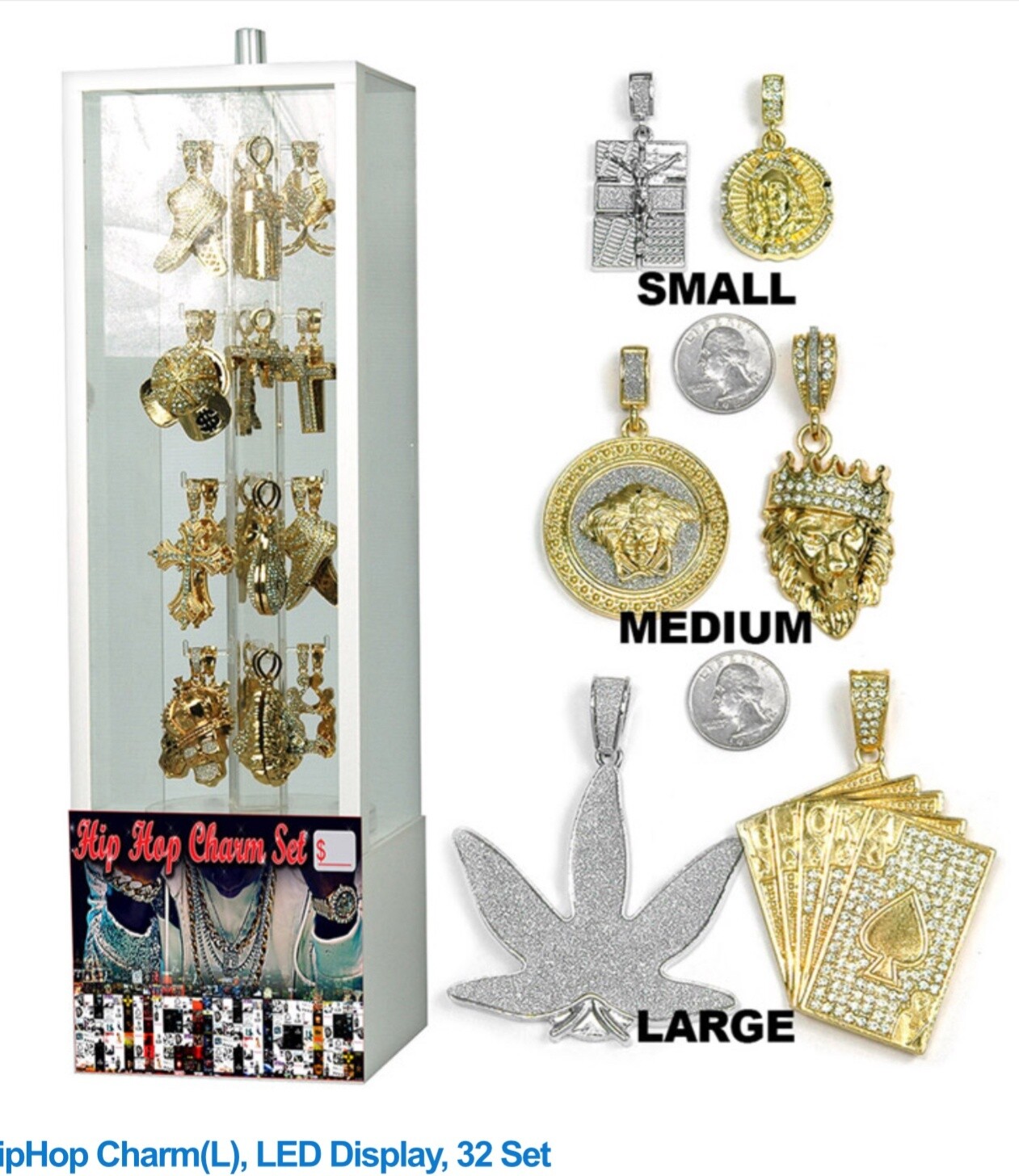 LARGE HIP HOP CHARM DISPLAY 32 SET