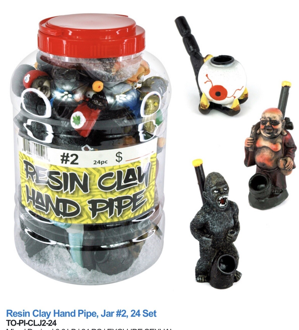 CLAY PIPE RESIN MIX CARTOON JAR 24 PCS