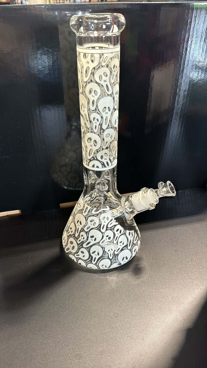 WATER PIPE 14&quot; GLOW IN THE DARK GHOST/TRIBAL/MINI PRINT, COLOR: GHOST