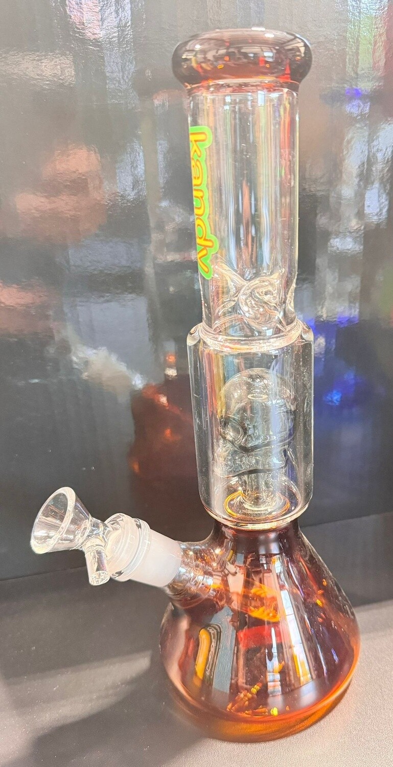 WATER PIPE KANDY 10&quot; SKULL GLASS MIX COLORS, COLOR: BROWN