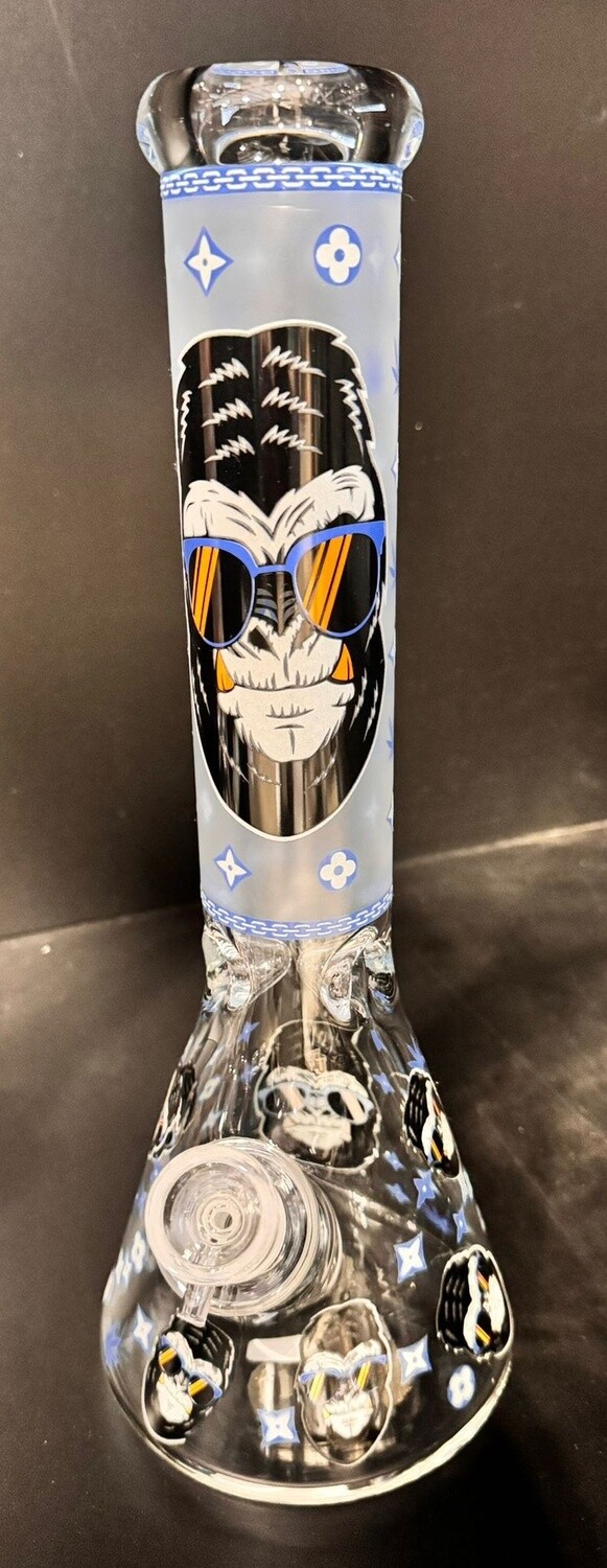 WATER PIPE 14&quot; GLOW IN THE DARK GORILLA 7MM, COLOR: BLUE