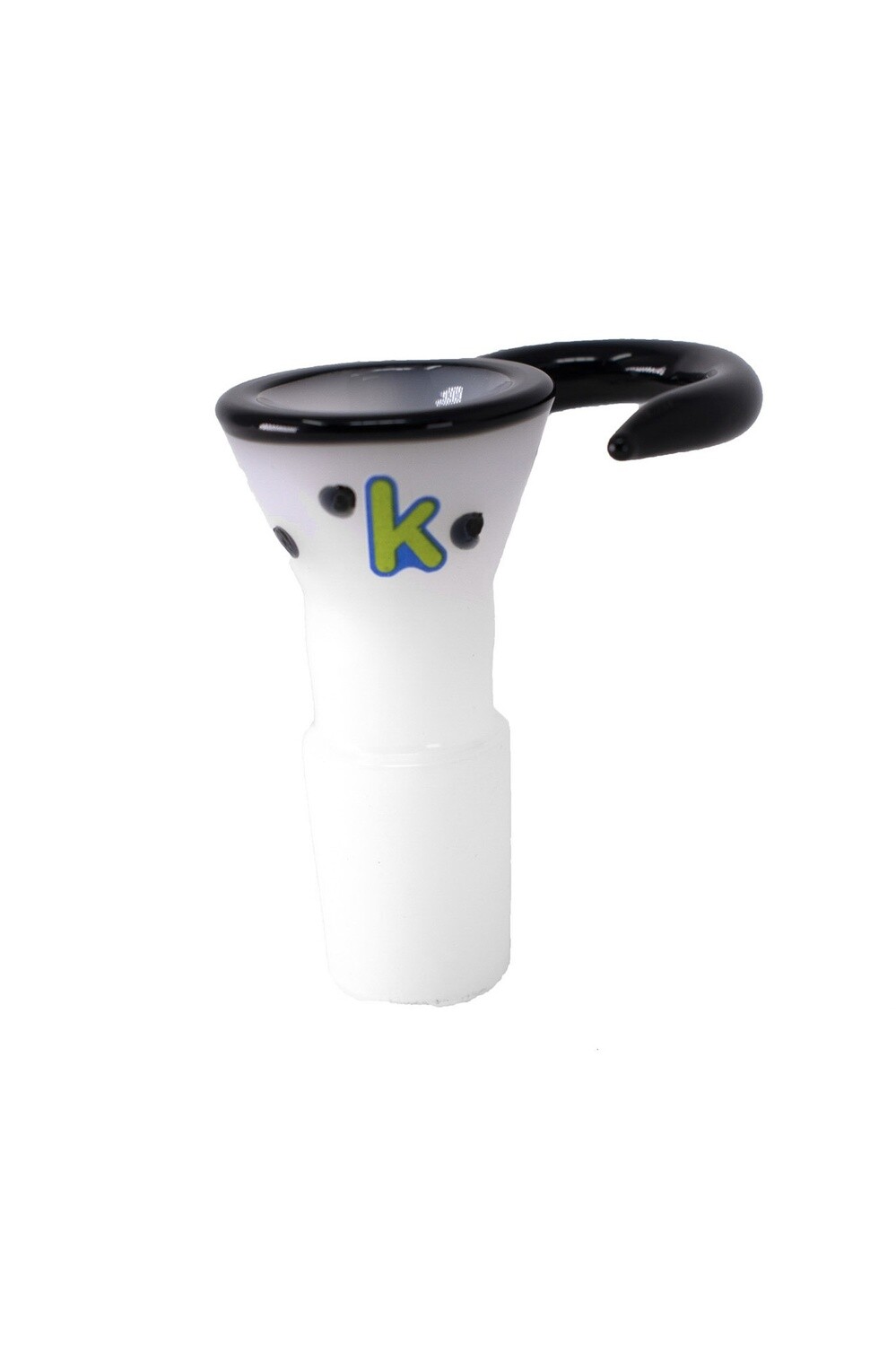 BOWL KANDY CURVED HORN W/DOTS MALE 14MM MIX COLORS, COLOR: WHITE