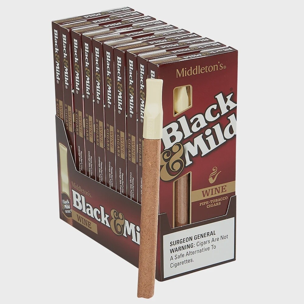 BLACK &amp; MILD PLASTIC TIPS 5PK MIX FLAVORS, FLAVOR: WINE