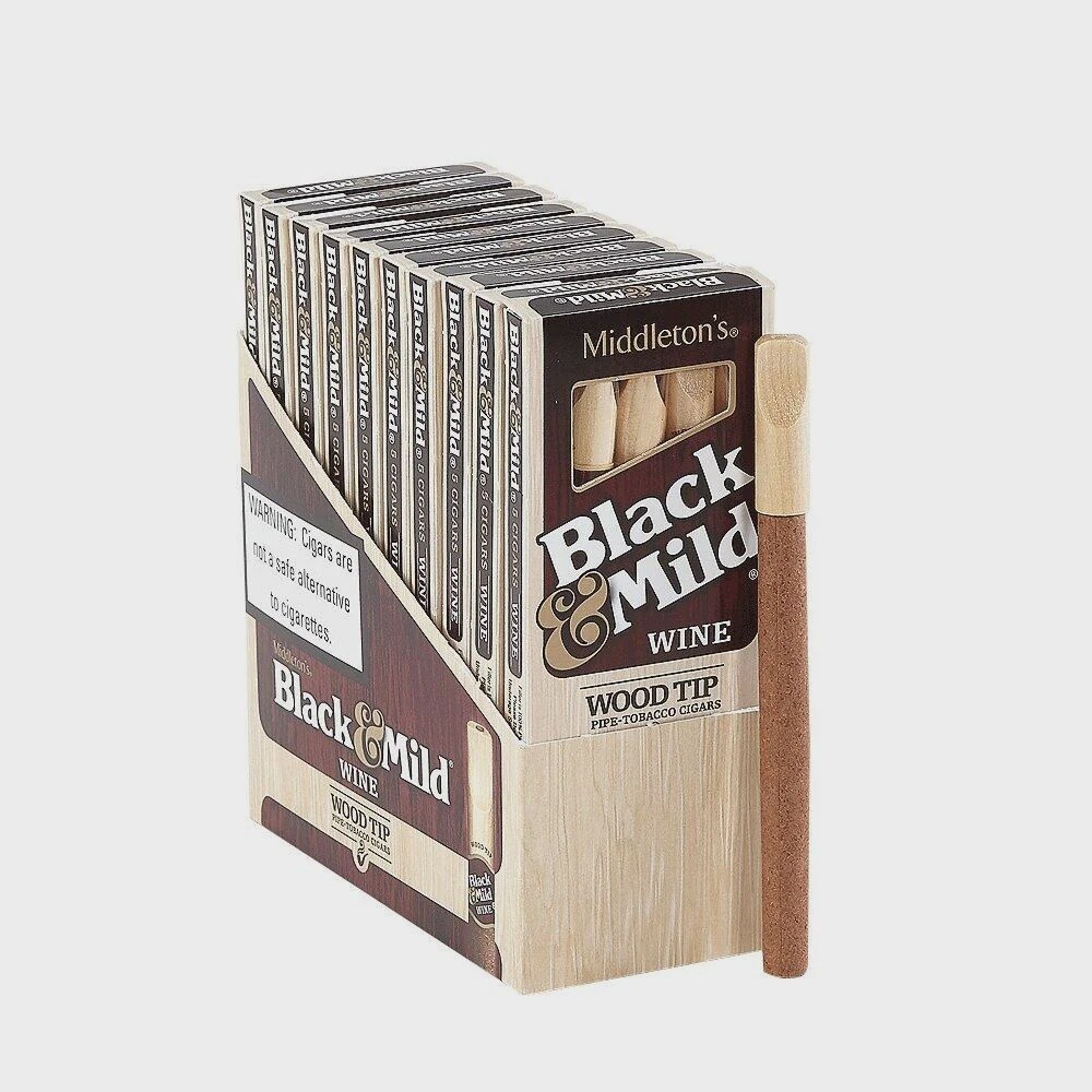BLACK &amp; MILD WOOD TIP 5PK MIX FLAVORS, FLAVOR: WINE