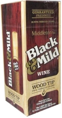 BLACK &amp; MILD WINE WOOD TIP SINGLE 25CT