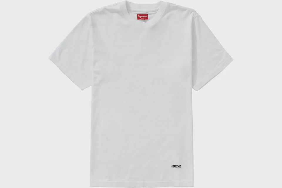 T-SHIRT TOP SUPREME WHITE ROUND NECK MULTIPLE SIZES