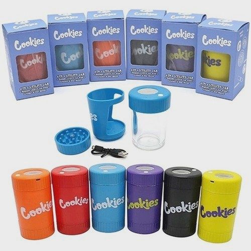 COOKIES 4 IN 1 MAGNIFYING/LED/GRINDER/ONE HITTER MULTIPLE COLORS