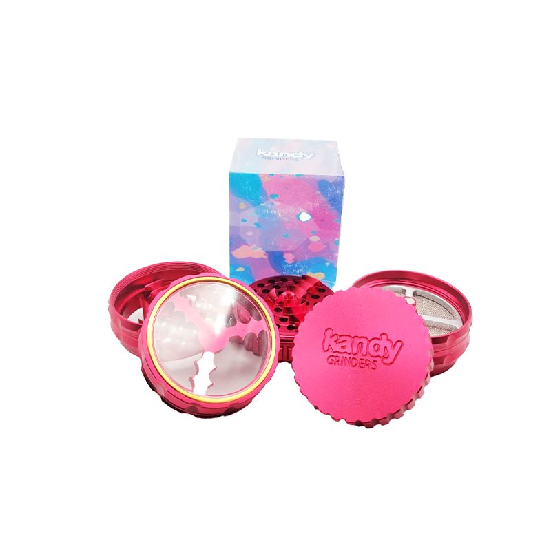 KANDY GRINDER METAL IBBED SHAPE TRANSPARENT 63MM SINGLE