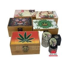 BAMBOO BOX GRINDER/JAR COMBO MULTIPLE DESIGN