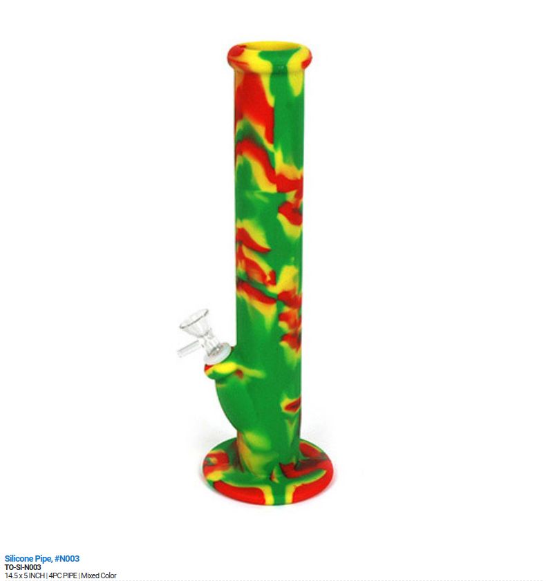 SILICON WATER BONG 14.5&quot; MIX COLORS