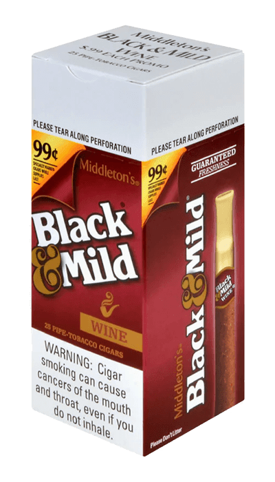 BLACK &amp; MILD WINE PLATIC TIP SINGLE 25CT
