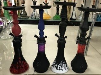 HOOKAH GLASS+IRON 18&quot; BLACK/MULTI COLOR
