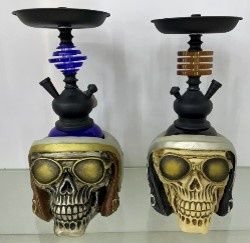 HOOKAH SKULL IRON+ACRYLIC 14&quot;