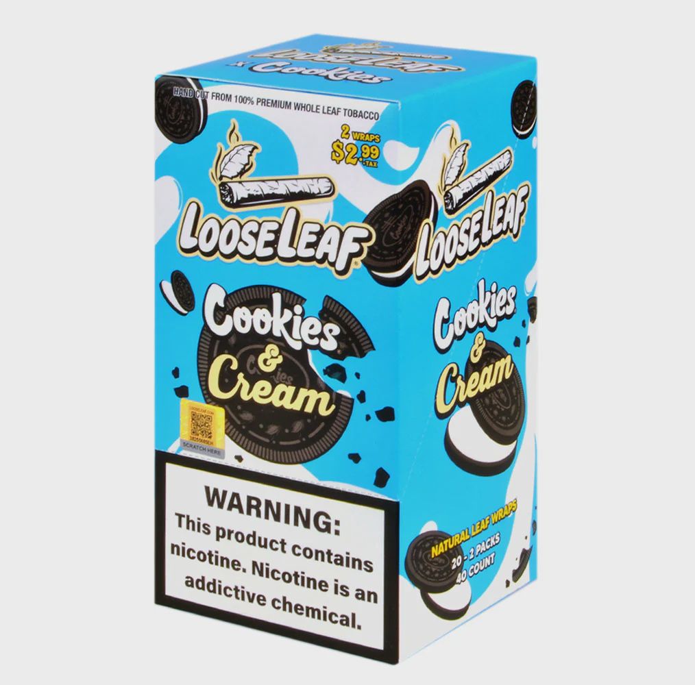 LOOSE LEAF NATURAL WRAP 2PK, FLAVOR: COOKIES &amp; CREAM