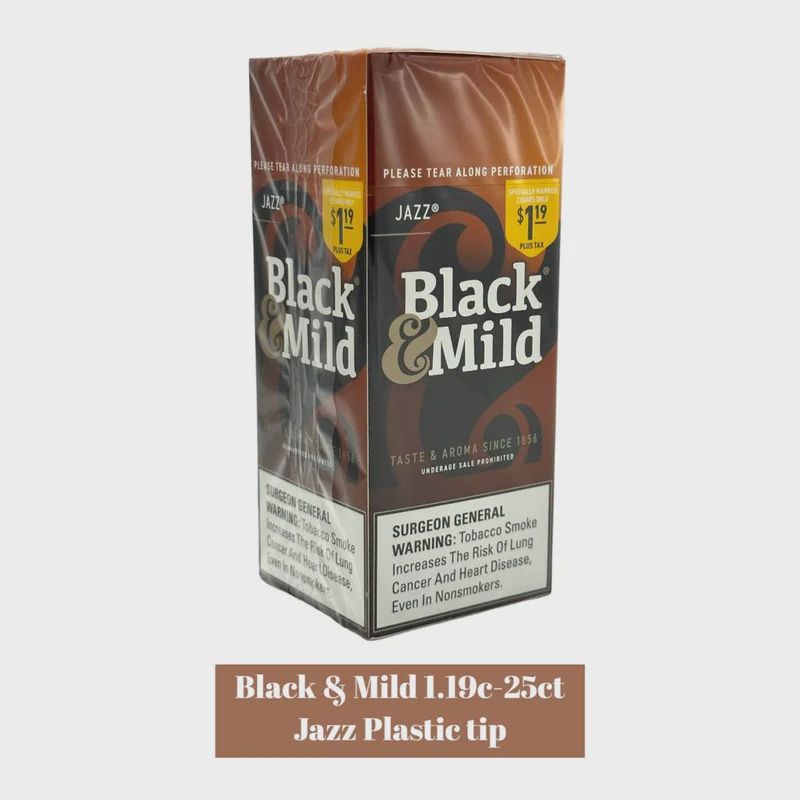 BLACK &amp; MILD PLASTIC TIP JAZZ SINGLE 25CT $1.19