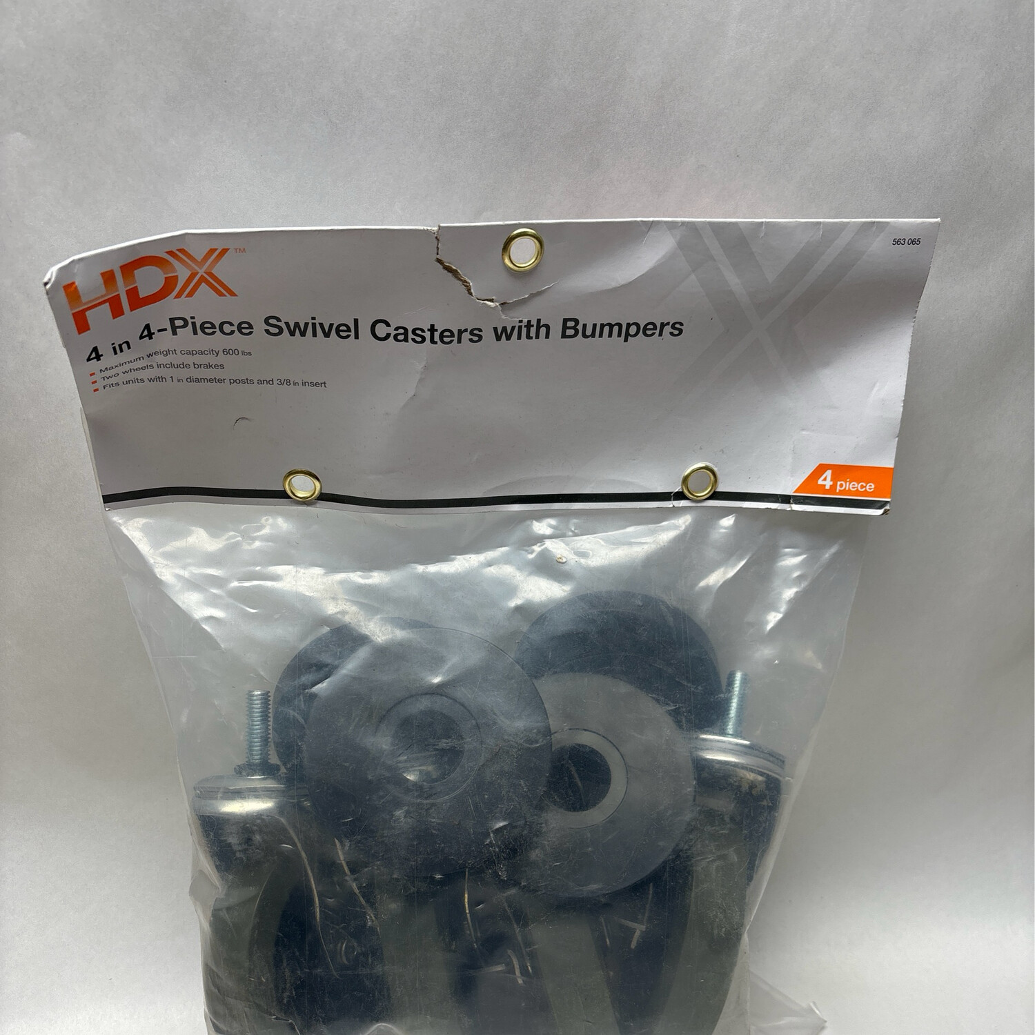 HDX 4 in. Industrial Casters with Bumper (4-Pack) 30260PS-2
