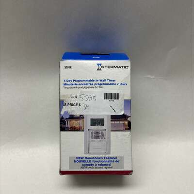 Intermatic 15 Amp 7-Day Indoor In-Wall Astronomic Digital Timer, White ST01K
