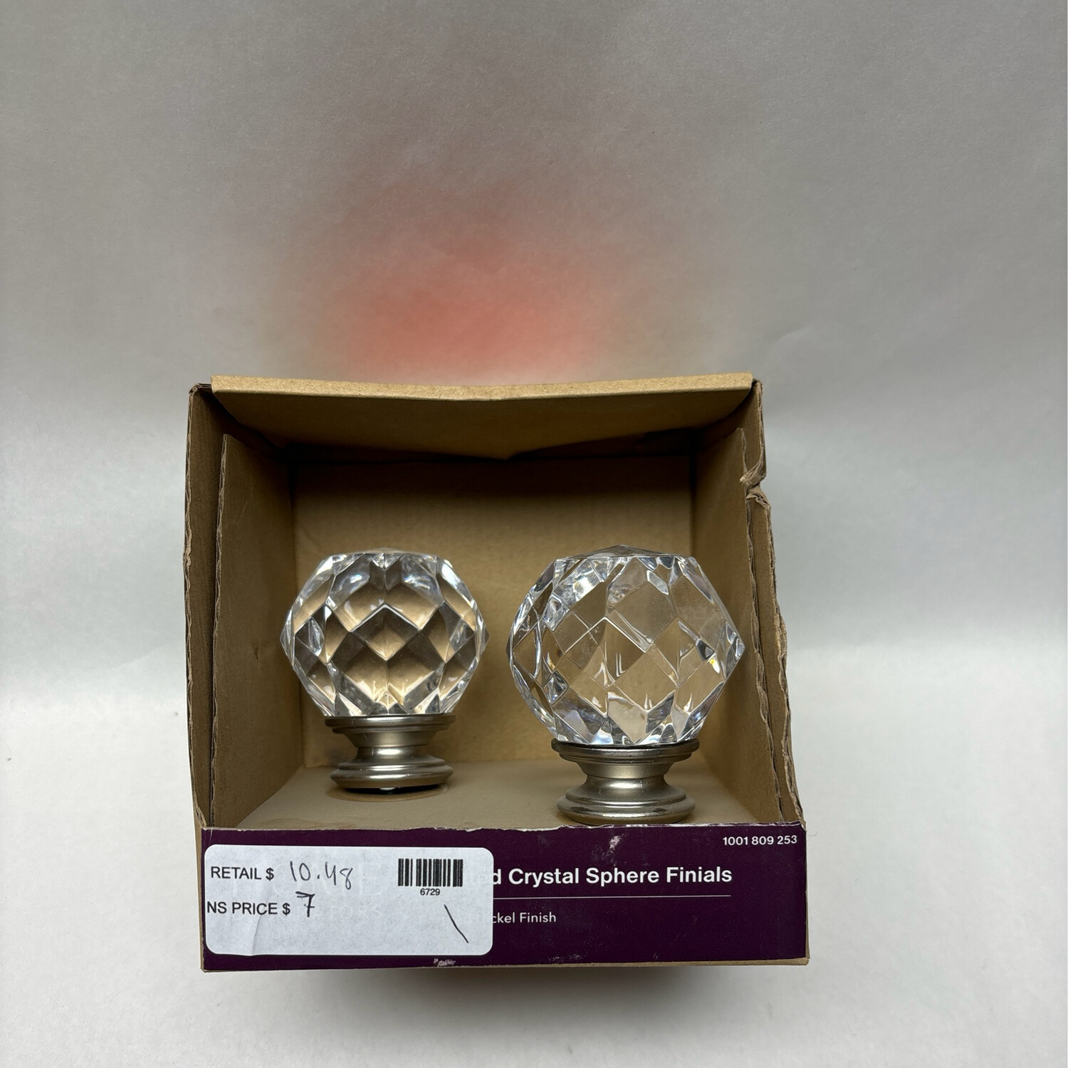 Home Decorators Crystal Sphere Brushed Nickel Acrylic Curtain Rod Finial  U-BNF1512K16
