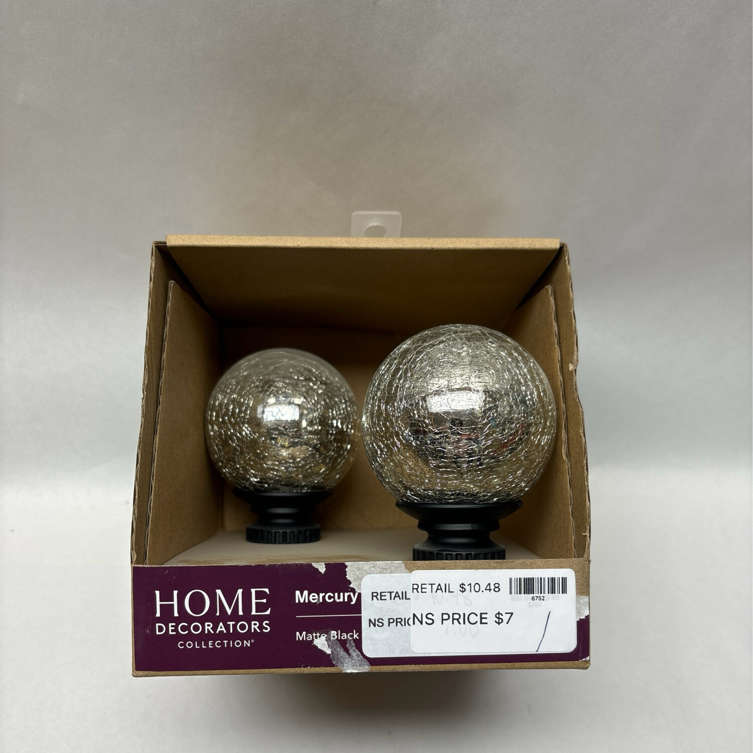 Hoem Decorators Matte Black Glass Sphere Curtain Rod Finial F1601K01MB
