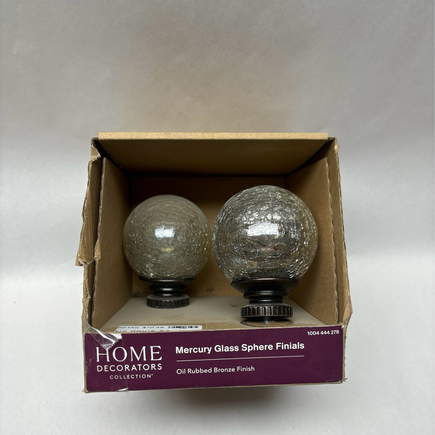 Home Decorators Oil-Rubbed Bronze Glass Sphere Curtain Rod Finial F1601K01ORB