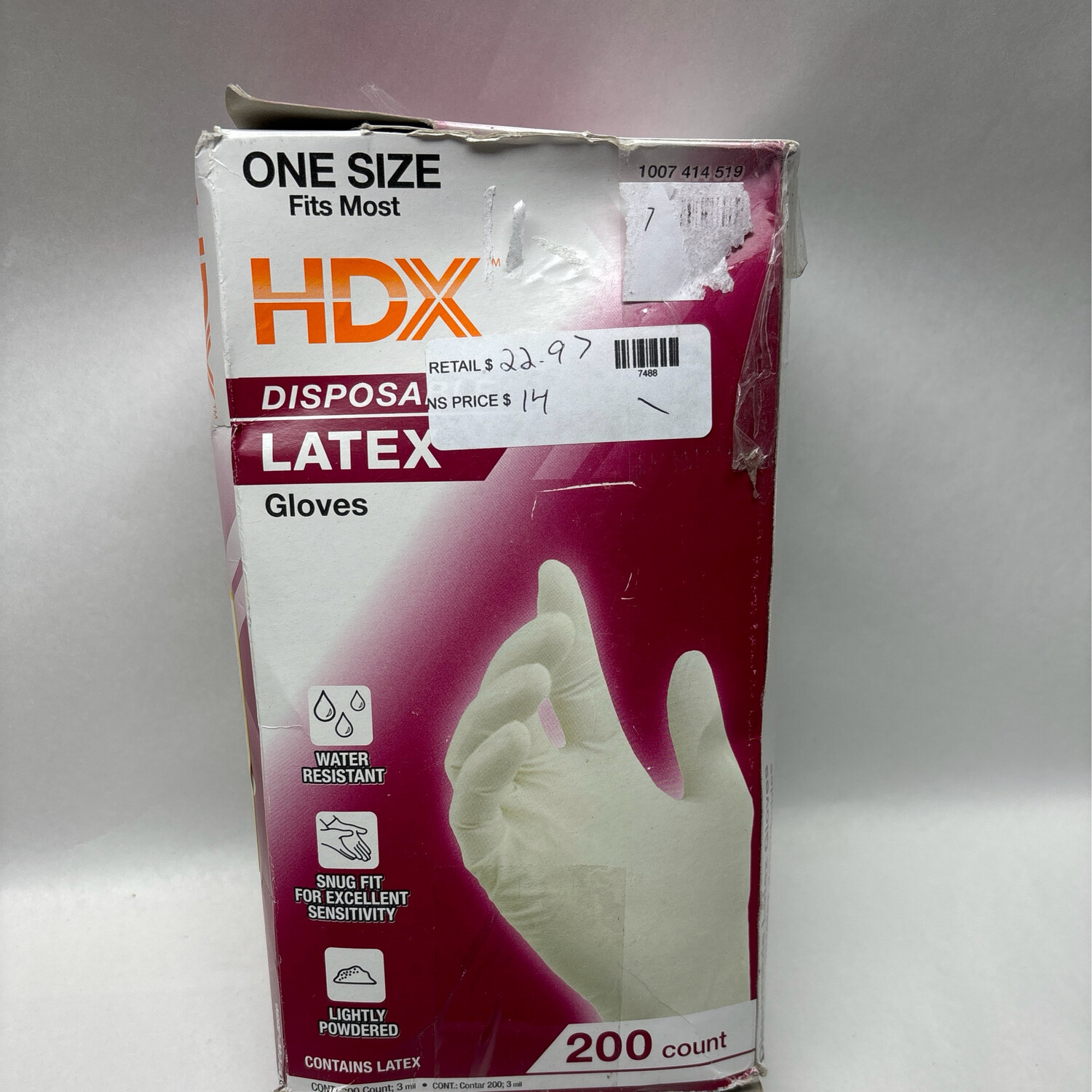 HDX White Disposable Latex Cleaning Gloves (200-Count) HDXGRDR200C