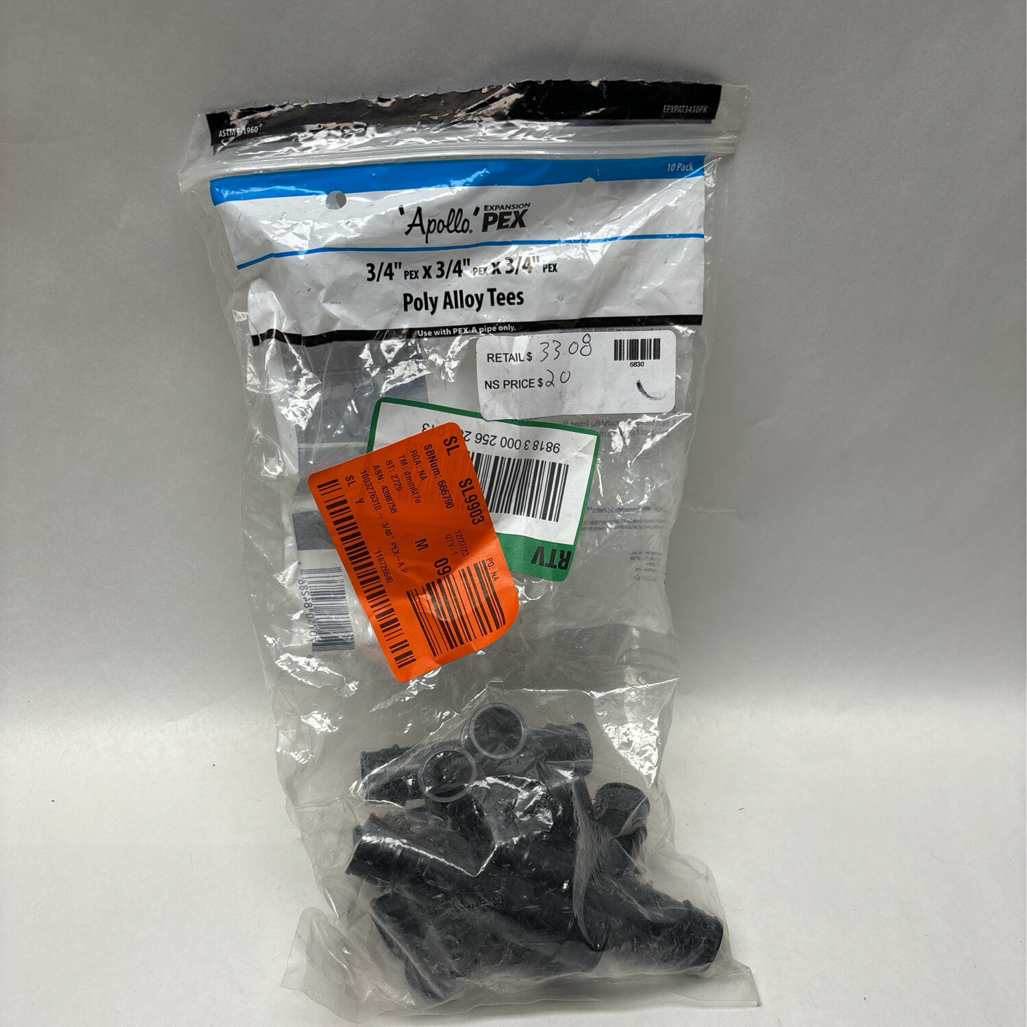 Apollo 3/4 in. Poly-Alloy PEX-A Expansion Barb Tee (10-Pack) EPXPAT3410PK