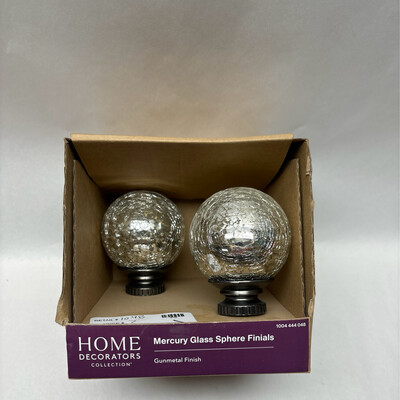 Home Decorators Gunmetal Glass Sphere Curtain Rod Finial F1601K01GM