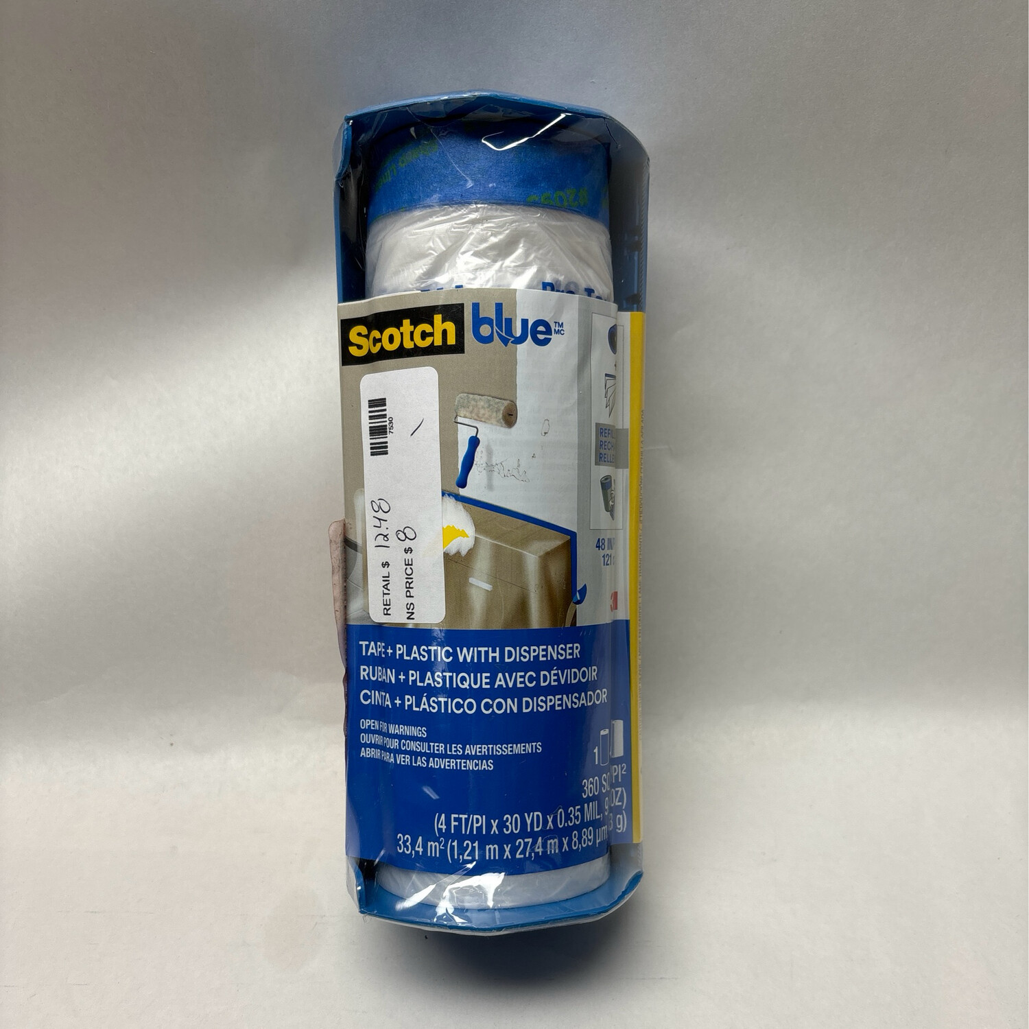 3M ScotchBlue 4 ft. x 90 ft. Clear Pre-Taped Painter&#39;s Plastic Sheeting PTD2093EL-48