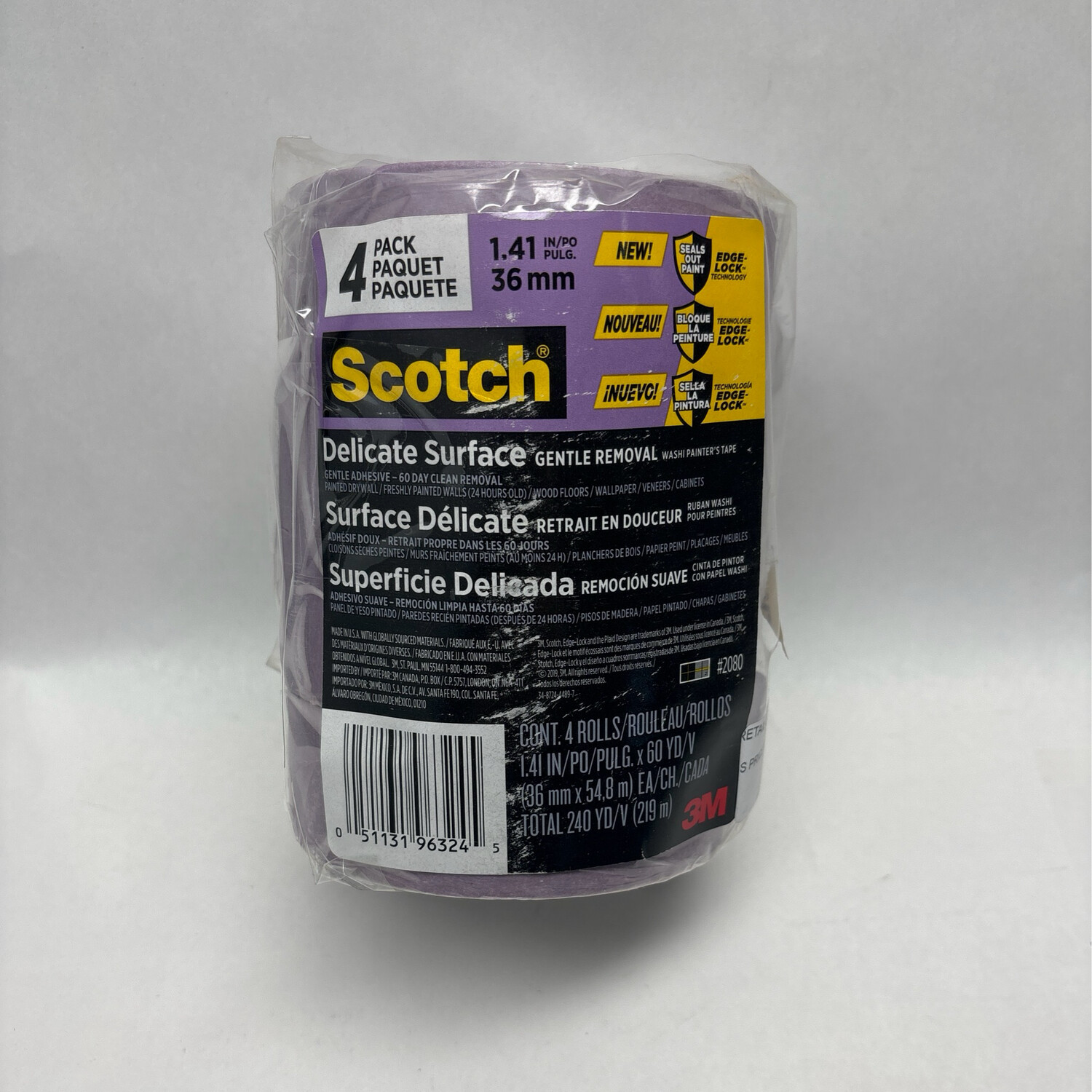 Scotch 1.41 In. x 60 Yds. Delicate Surface Painter&#39;s Tape, Purple (4 Rolls) 2080-36DP4