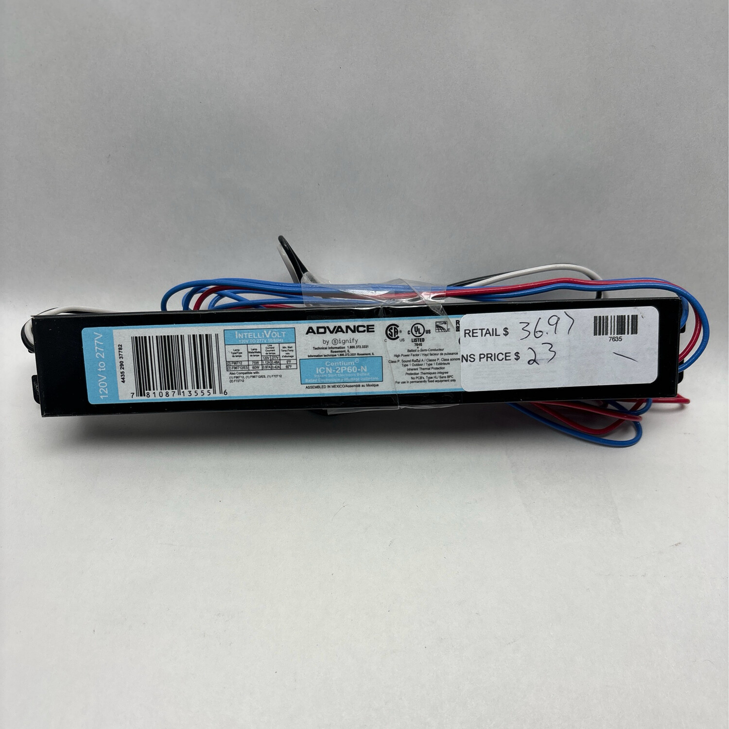 Phillips Centium 60-Watt 2-Lamp T12 High Frequency Electronic Replacement Ballast 520403
