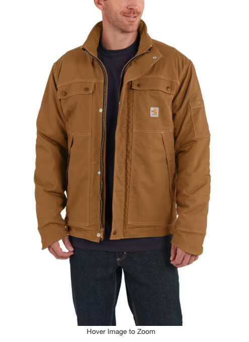 Carhartt Men&#39;s Large Brown Cotton/Nylon FR Full Swing Quick Duck Coat 102182-211