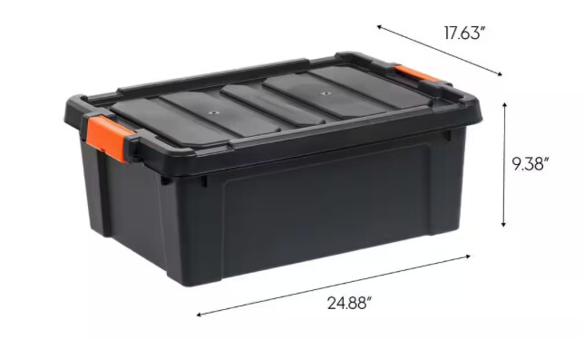 Iris 47 qt. Heavy Duty Plastic Storage Box in Black with Sturdy Lid 500153
