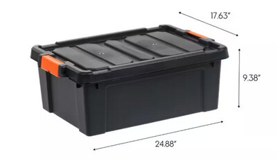 Iris 47 qt. Heavy Duty Plastic Storage Box in Black with Sturdy Lid 500153