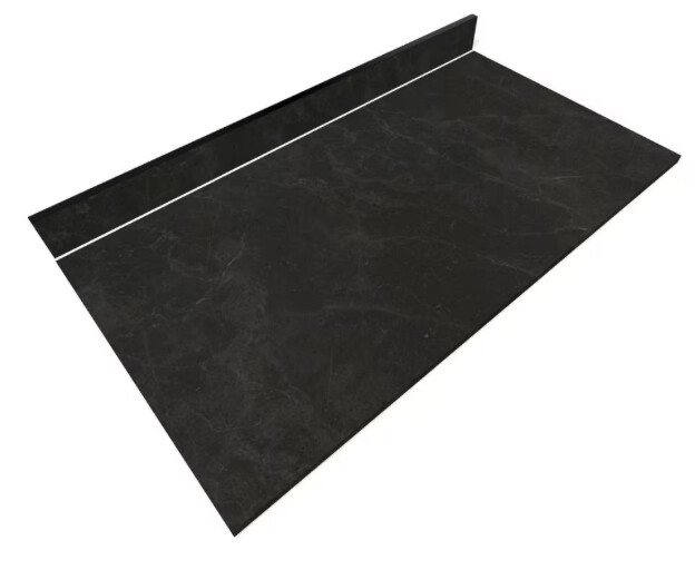 Thinscape 4 ft. L x 25 in. D Engineered Composite Countertop in Black Amani with Satin Finish TSTB-TS404-LR-25X48