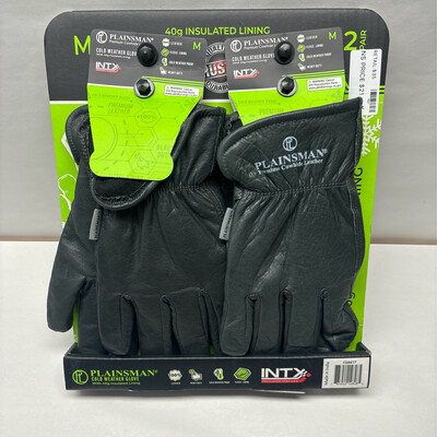 Plainsman Premium Cowhide 100% Leather Gloves Fleece Lined Insulated Medium 2 Pack