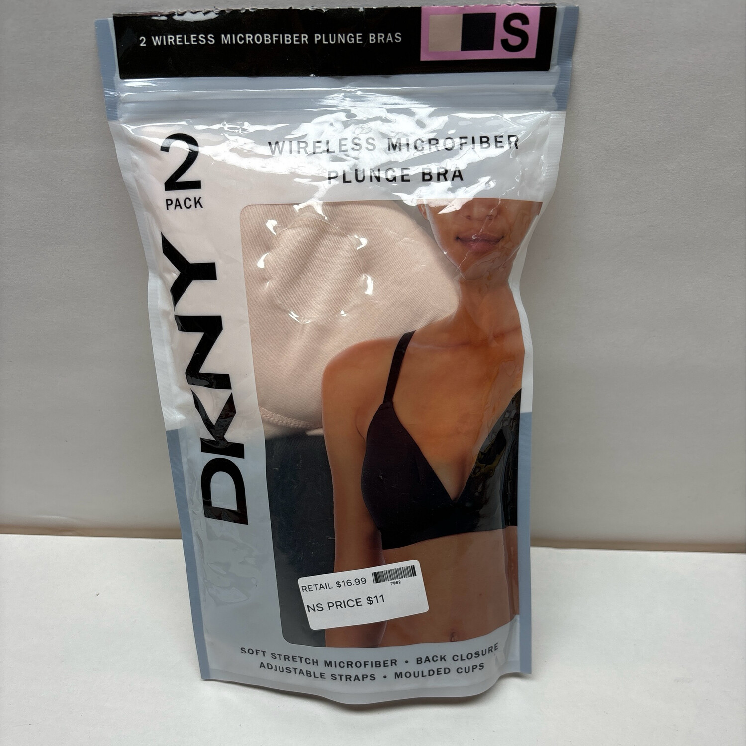 DKNY Wireless Microfiber Plunge Bra 2 Pack Small