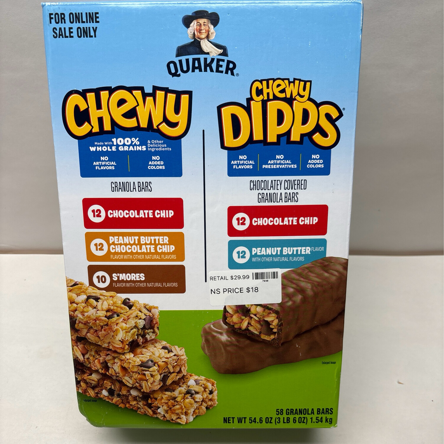 Quaker 58CT Chewy/Chewy Dipps Granola Bar Bars