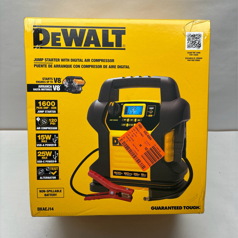 Dewalt 1600 Peak Amp Jump Starter with Digital Compressor and USB Power