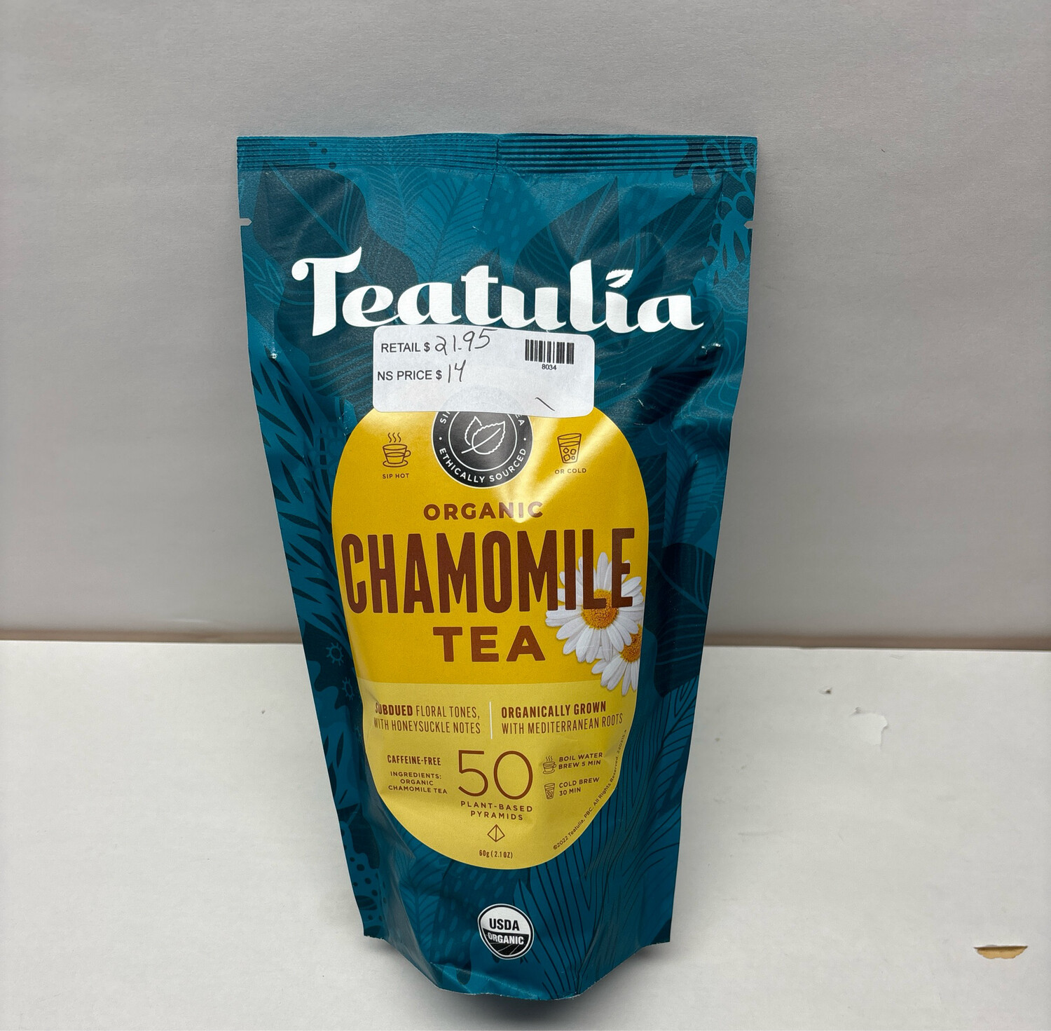 Teatulia Organic Chamomile Tea Bags (50 Pyramid Teabags) Whole Flower