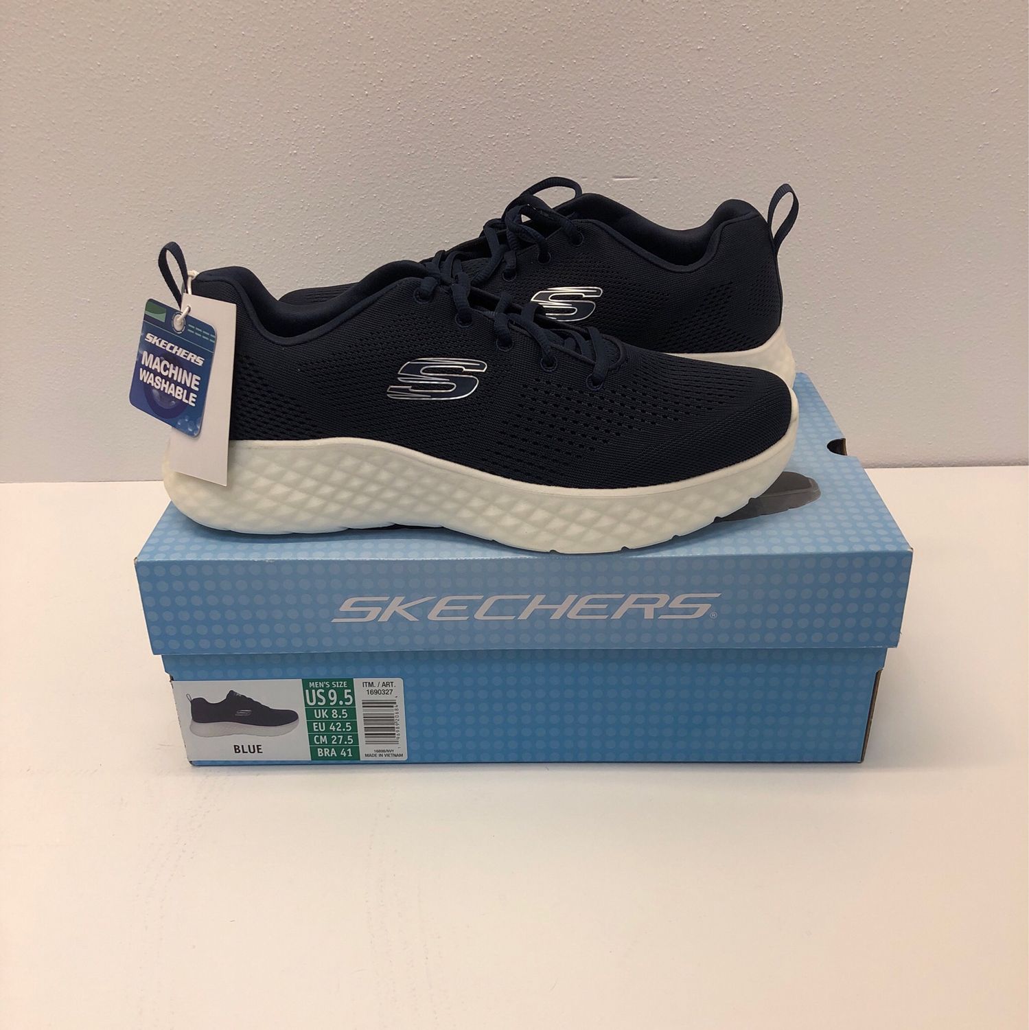 Skechers Men&#39;s Lite Foam Trainers with Memory Foam Sneakers NAVY 9.5