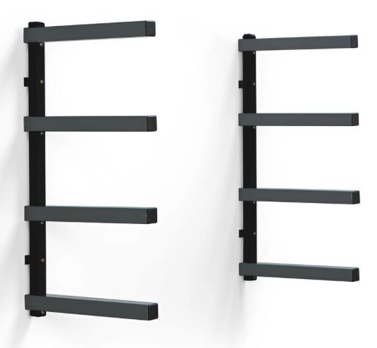 Bora 24.25 in. H x 72 in. W x 12.5 in. D Black/Gray 4-Level Garage Wall Mounted Rack PBR-004B