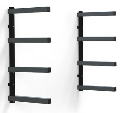 Bora 24.25 in. H x 72 in. W x 12.5 in. D Black/Gray 4-Level Garage Wall Mounted Rack PBR-004B