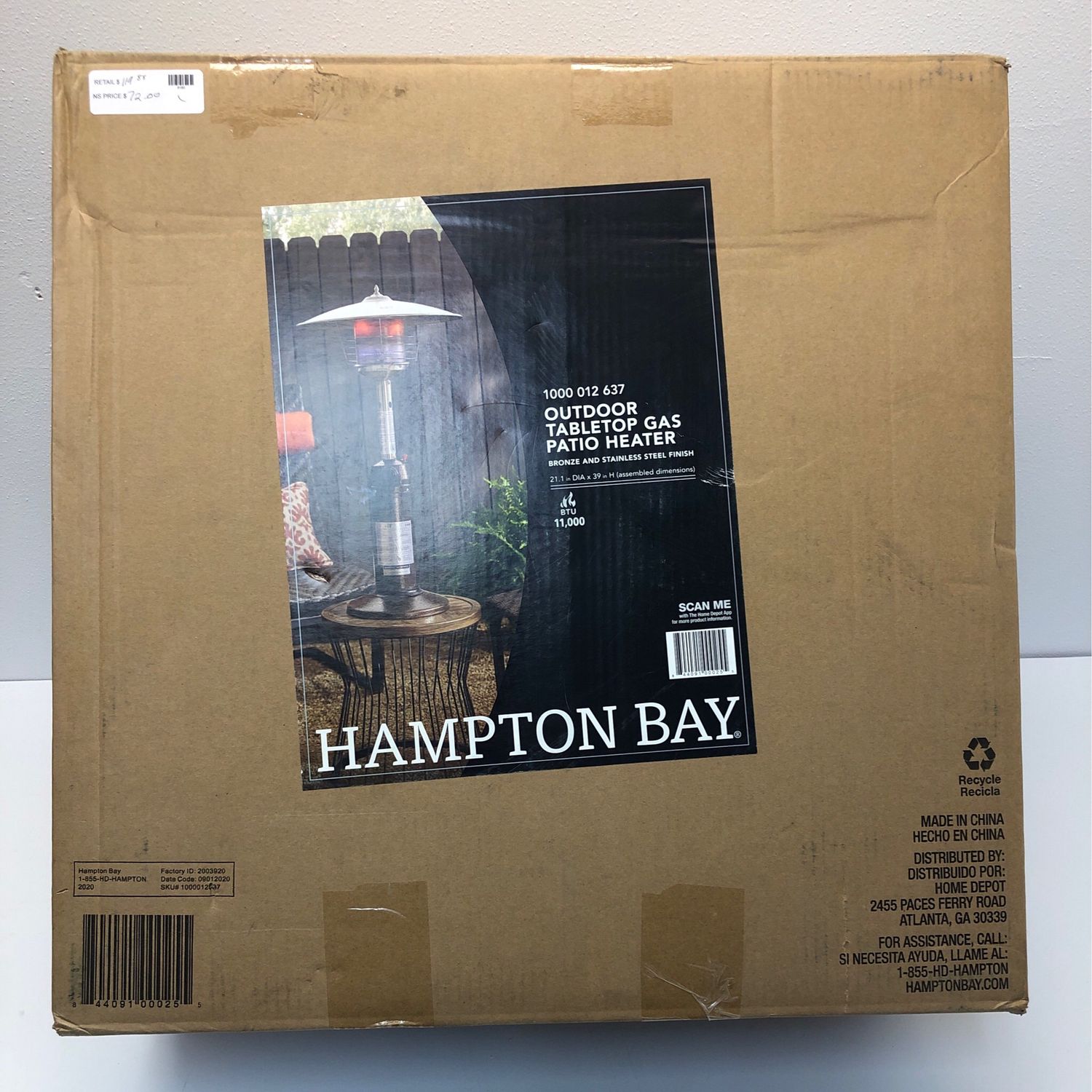 Hampton Bay 11,000 BTU Powder Coated Bronze Tabletop Patio Heater HPS-C-GH