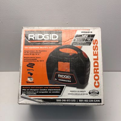 Ridgid 3 Gallon 18 Volt Cordless Handheld Wet Dry Shop Vacuum Tool Only with Filter Expandable Locking Hose and Accessories WD0319