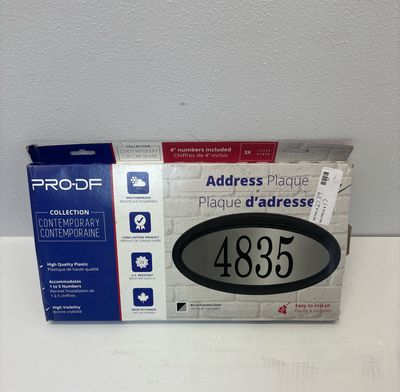 Contemporary Oval Black and Stainless Steel Address Plaque M28838