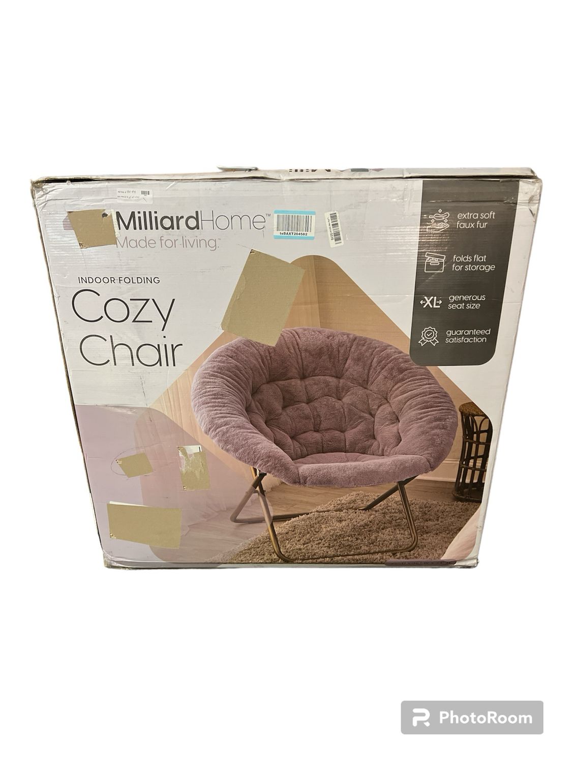 Milliard Cozy Chair/Faux Fur Saucer Chair for Bedroom/X-Large (Purple)