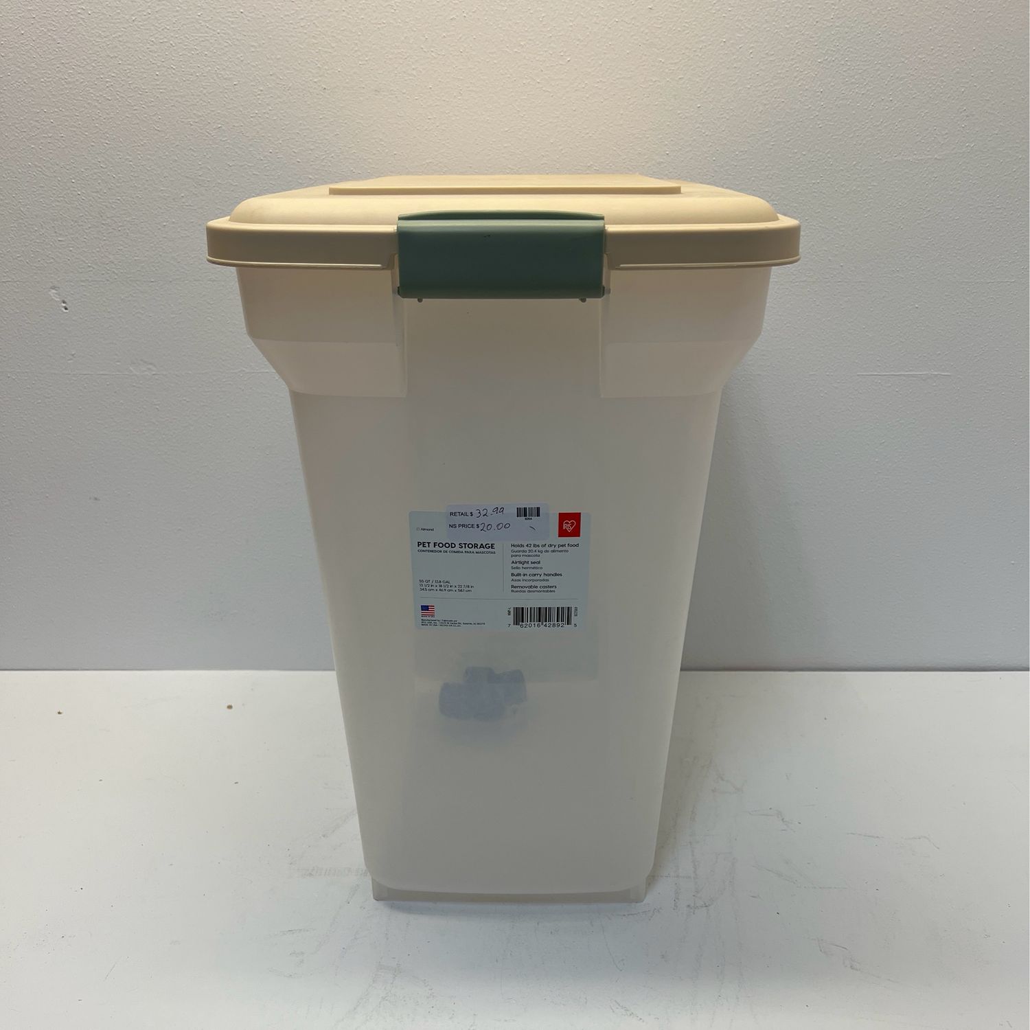IRIS 55 Qt. Airtight Pet Food Storage in Almond 300662
