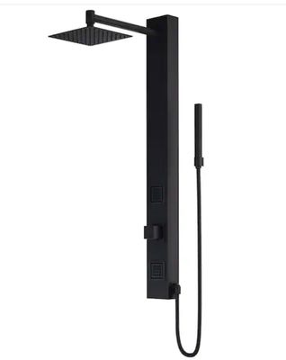 Vigo Orchid 39 in. H x 4 in. W 2-Jet Shower Panel System with Adjustable Square Head and Hand Shower Wand in Matte Black VG08014MB